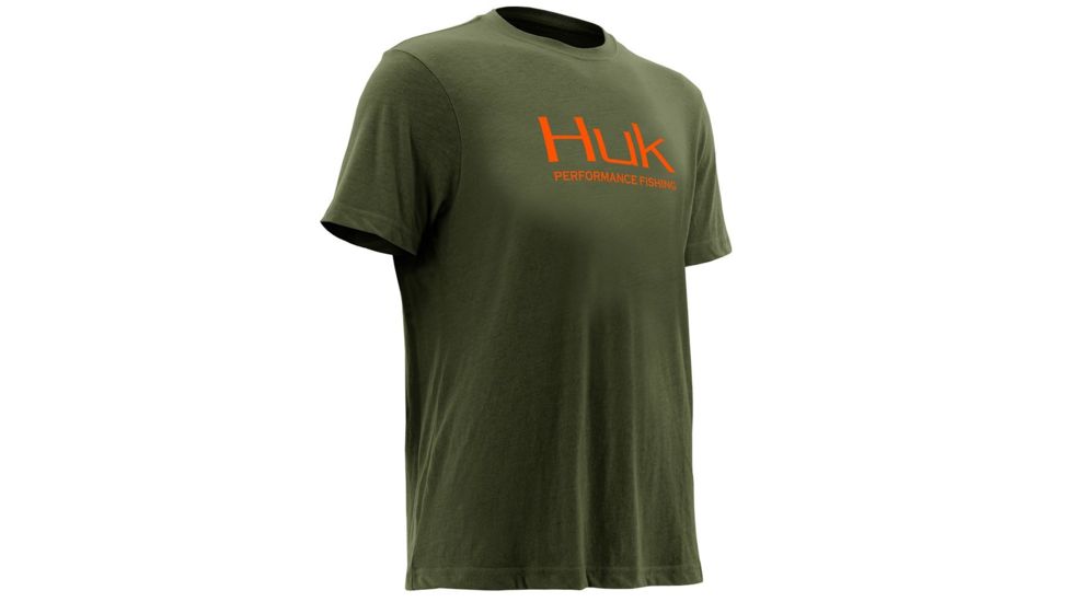 HUK Performance Fishing Mens Logo Tee, Military Olive Drab, Large, H1000121-390-L