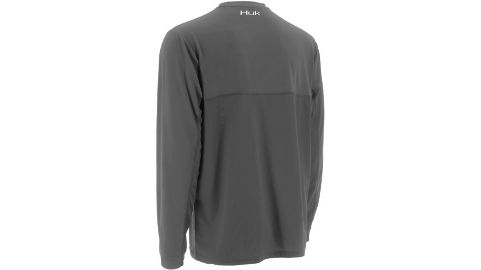 HUK Performance Fishing Mens LoPro Icon Long Sleeve Shirt, Cool Charcoal Grey, H1200070CGYS