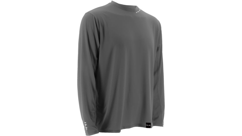 HUK Performance Fishing Mens LoPro Icon Long Sleeve Shirt, Cool Charcoal Grey, H1200070CGYS