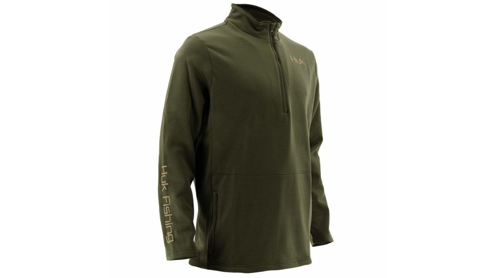 HUK Performance Fishing Mens Tidewater 1/4 Zip Shirt, Military Olive Drab, 2XL, H1300028-390-XXL