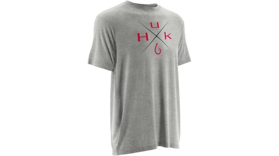 HUK Performance Fishing Mens Xmark Tee, True Grey Heather, H1000090TGHS