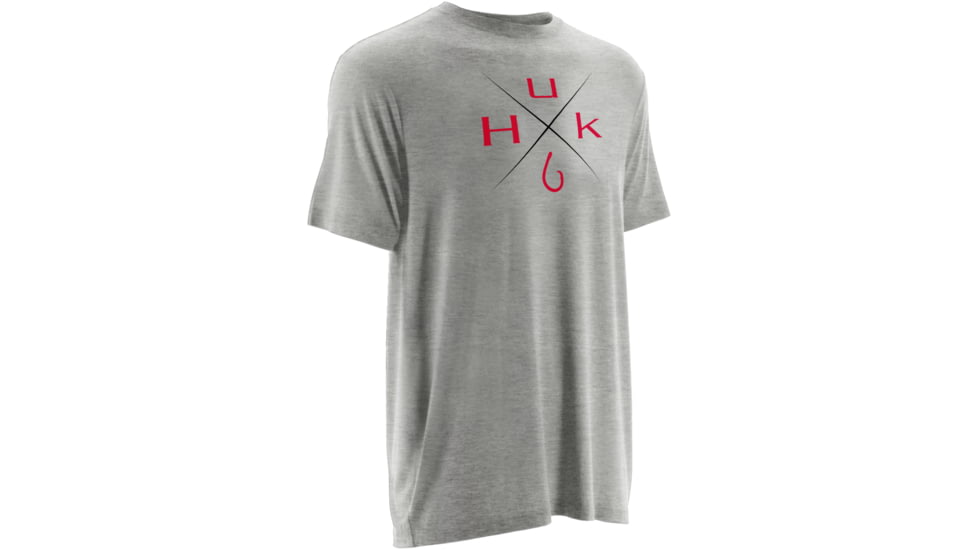 HUK Performance Fishing Mens Xmark Tee, True Grey Heather, H1000090TGHS
