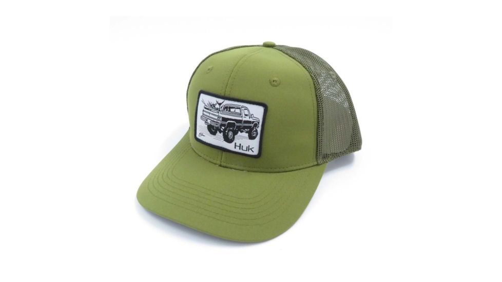 HUK Performance Fishing Merica Trucker Headwear, Cap - Mens, Military Olive Drab, 1, H3000169-390-1