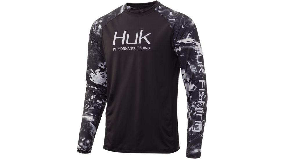 HUK Performance Fishing Mossy Oak Double Header Long Sleeve Graphic T-Shirt - Mens, Mossy Oak Hydro Blackwater, Large, H1200229-078-L