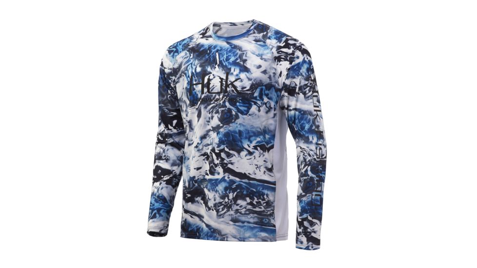 HUK Performance Fishing Mossy Oak Pursuit Long Sleeve Graphic T-Shirt - Mens, Mossy Oak Hydro Glacier, 2XL, H1200228-098-XXL