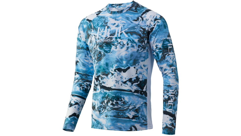 HUK Performance Fishing Mossy Oak Pursuit Long Sleeve - Mens, Mossy Oak Elements Hydro Wahoo, Medium, H1200228-935-M