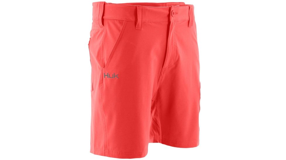 HUK Performance Fishing NXTLVL 7in Short Bottoms, Short - Men's, Coral, Large, H2000040-630-L