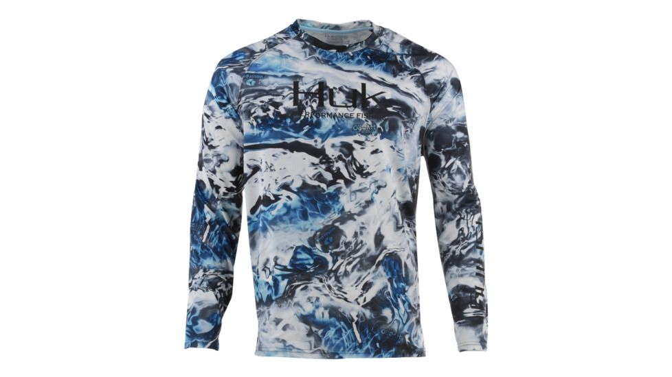 HUK Performance Fishing Pursuit Camo Vented LS Tops, Long Sleeve - Men's, Hydro Glacier, Extra Large, H1200154-098-XL
