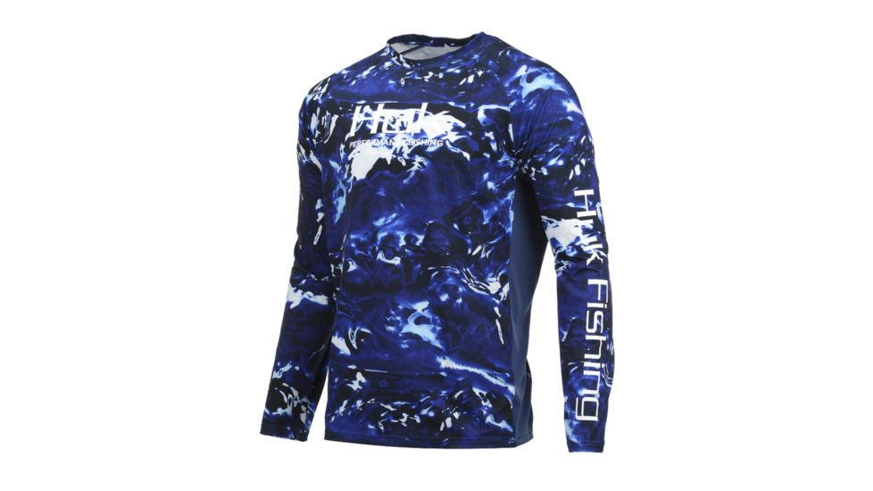 HUK Performance Fishing Pursuit Camo Vented LS Tops, Long Sleeve - Men's, Hydro Reflex, 2XL, H1200154-468-XXL