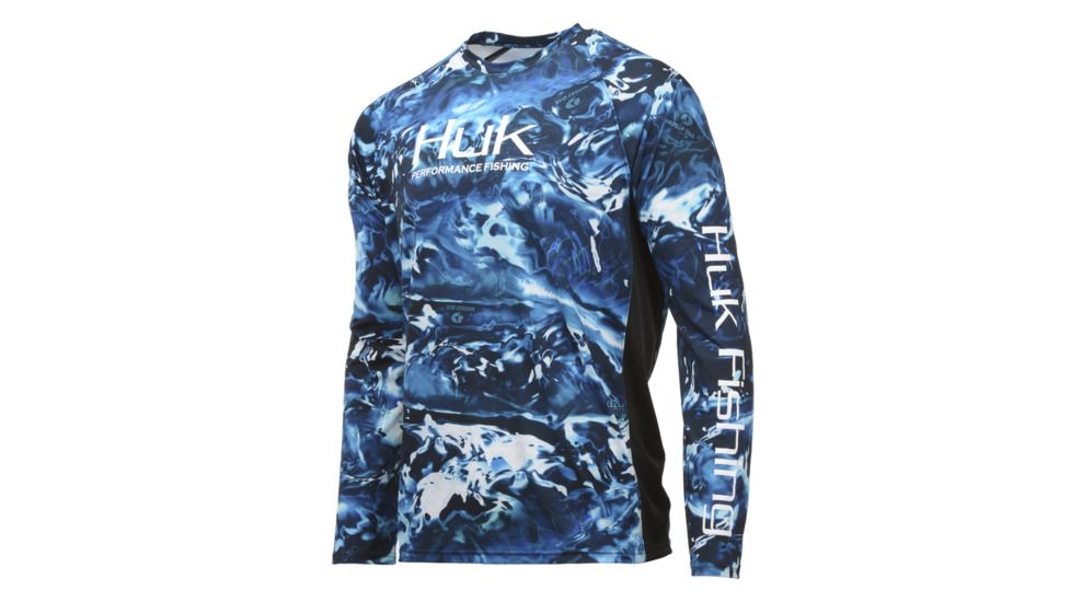 HUK Performance Fishing Pursuit Camo Vented LS Tops, Long Sleeve - Men's, Hydro Sailfish, 2XL, H1200154-488-XXL