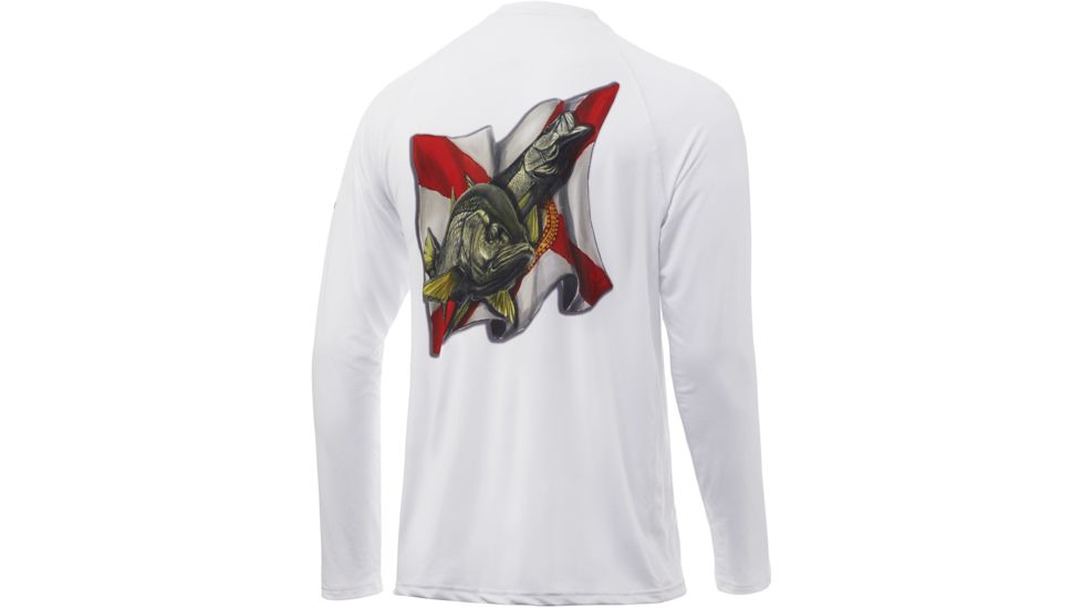 HUK Performance Fishing Pursuit Doubled Up LS Graphic T-Shirt - Mens, White, Medium, H1200209-100-M
