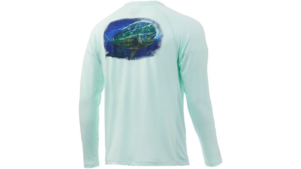 HUK Performance Fishing Pursuit Golden Dorado LS Graphic T-Shirt - Mens, Seafoam, Medium, H1200213-350-M