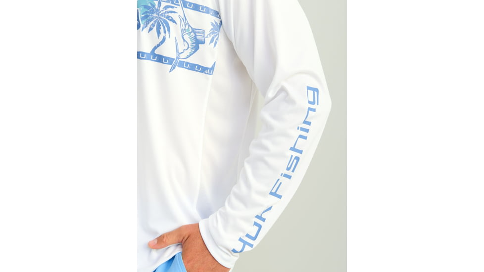 HUK Performance Fishing Pursuit Graphic Crew - Mens, White, 2XL, H1200630-100-XXL