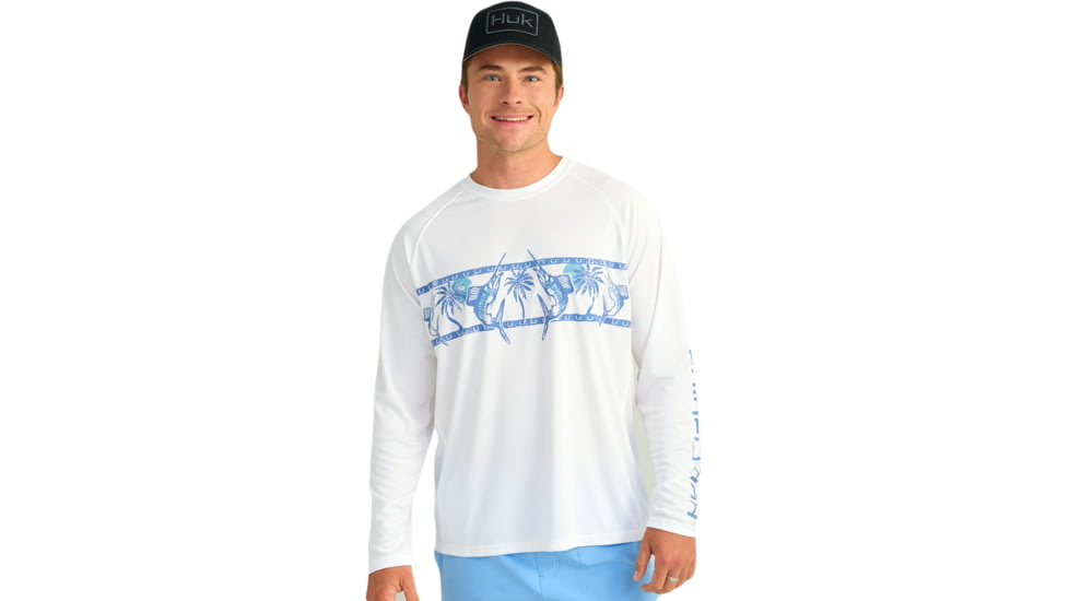 HUK Performance Fishing Pursuit Graphic Crew - Mens, White, 2XL, H1200630-100-XXL