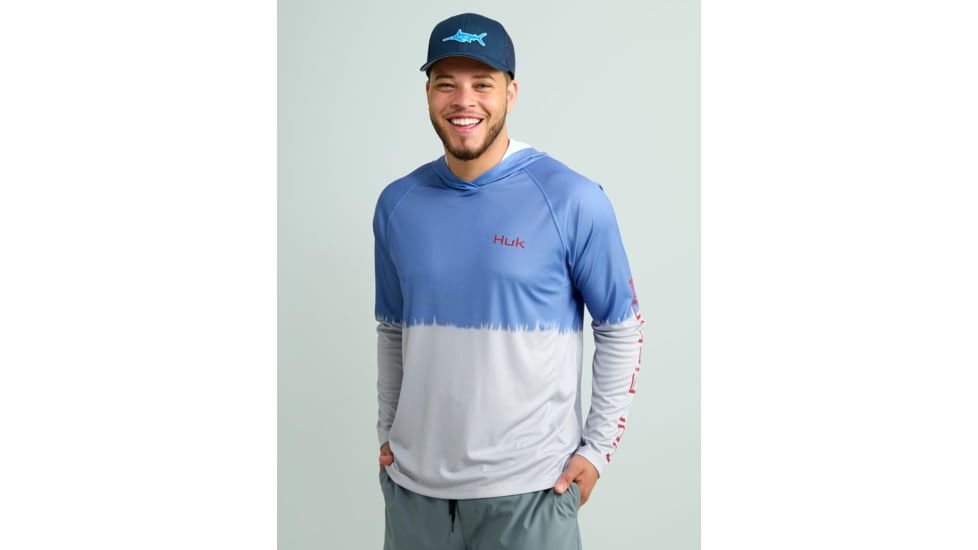 HUK Performance Fishing Pursuit Graphic Hoodie - Mens, Harbor Mist, 3XL, H1200632-034-XXXL