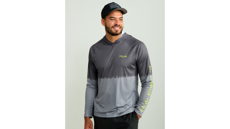 HUK Performance Fishing Pursuit Graphic Hoodie - Mens, Volcanic Ash, 3XL, H1200632-013-XXXL