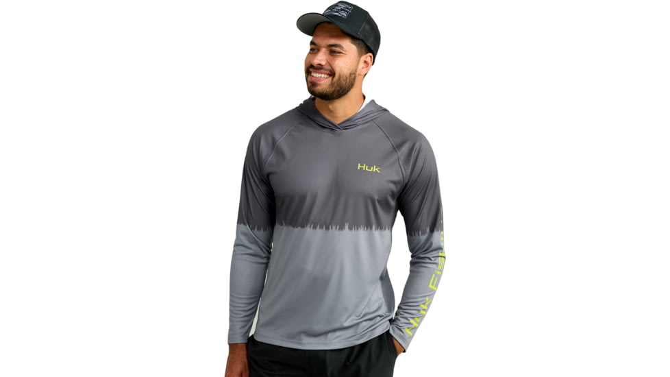 HUK Performance Fishing Pursuit Graphic Hoodie - Mens, Volcanic Ash, 3XL, H1200632-013-XXXL