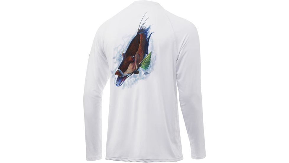 HUK Performance Fishing Pursuit Hogzilla LS Graphic T-Shirt - Mens, White, Medium, H1200208-100-M