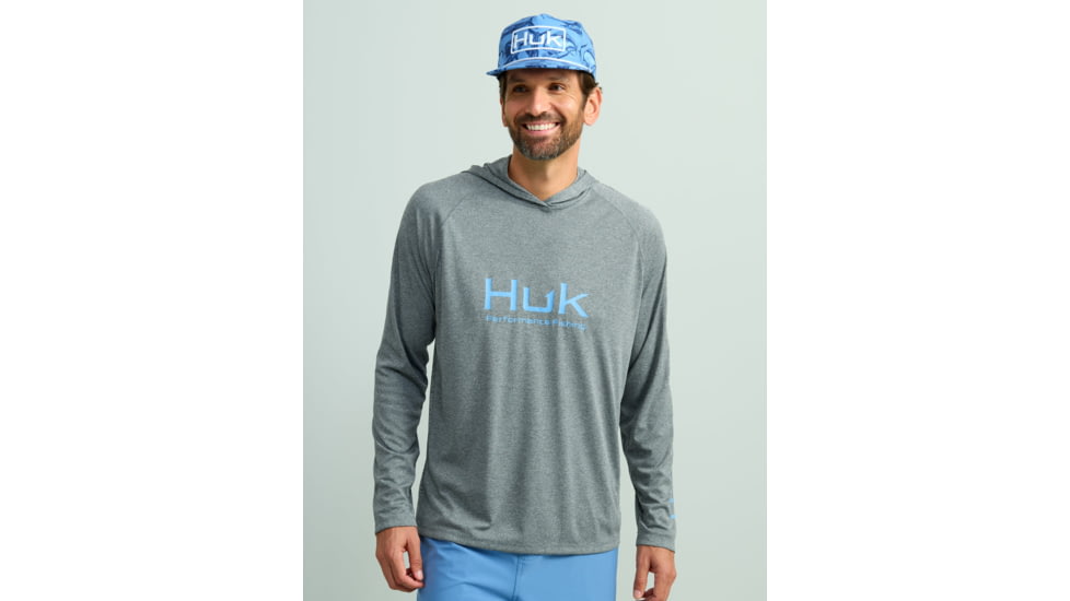 HUK Performance Fishing Pursuit Hoodie Heather - Mens, Heather Black, Medium, H1200486-003-M
