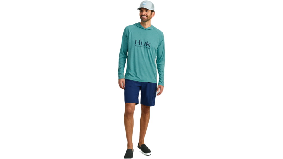 HUK Performance Fishing Pursuit Hoodie Heather - Mens, Storm Blue Hthr, Medium, H1200486-540-M