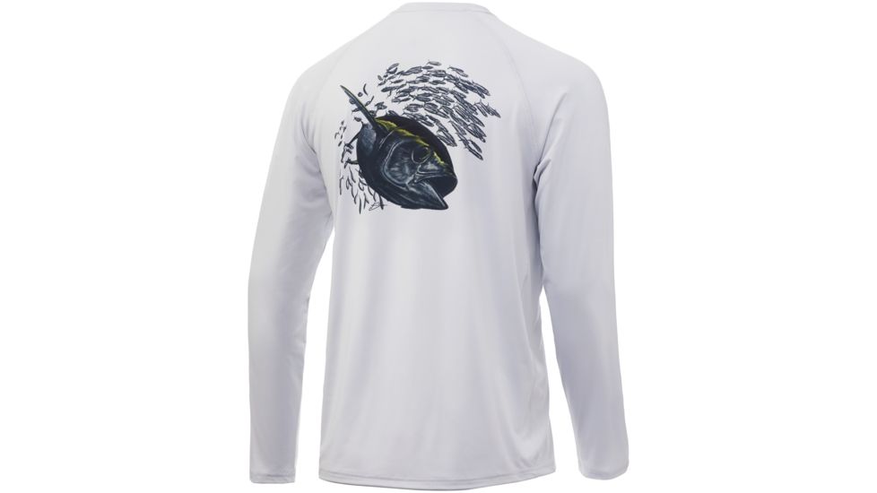 HUK Performance Fishing Pursuit Target Rich Long Sleeve Graphic T-Shirt - Mens, Glacier, Extra Large, H1200203-051-XL