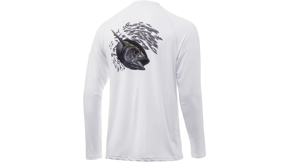 HUK Performance Fishing Pursuit Target Rich Long Sleeve Graphic T-Shirt - Mens, White, Medium, H1200203-100-M