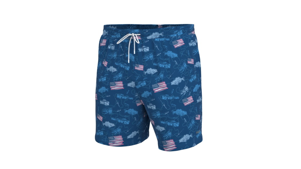 HUK Performance Fishing Pursuit Volley Fish And Flags - Mens, Set Sail, 2XL, H2000167-489-XXL