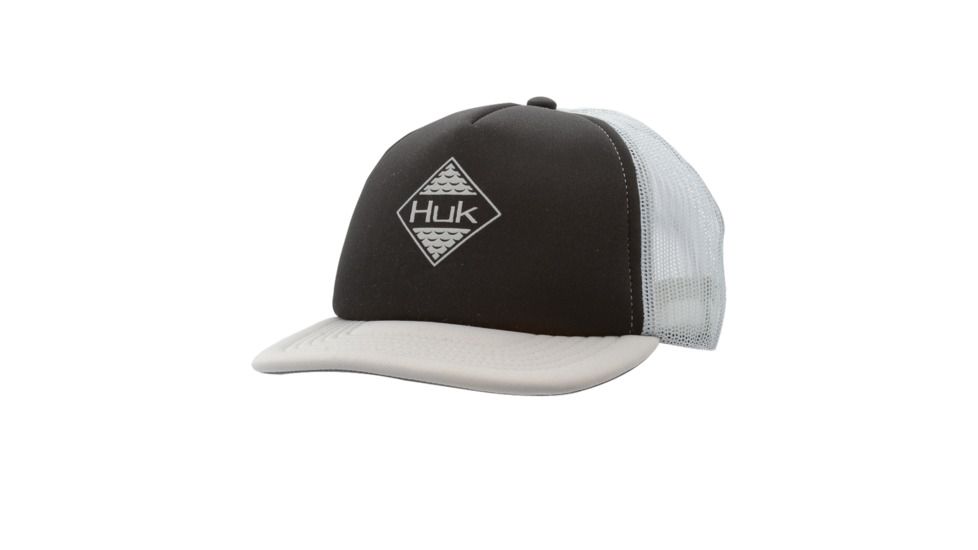 HUK Performance Fishing Ripple Foam Flats Trucker Headwear, Cap - Mens, Black, 1, H3000199-001-1