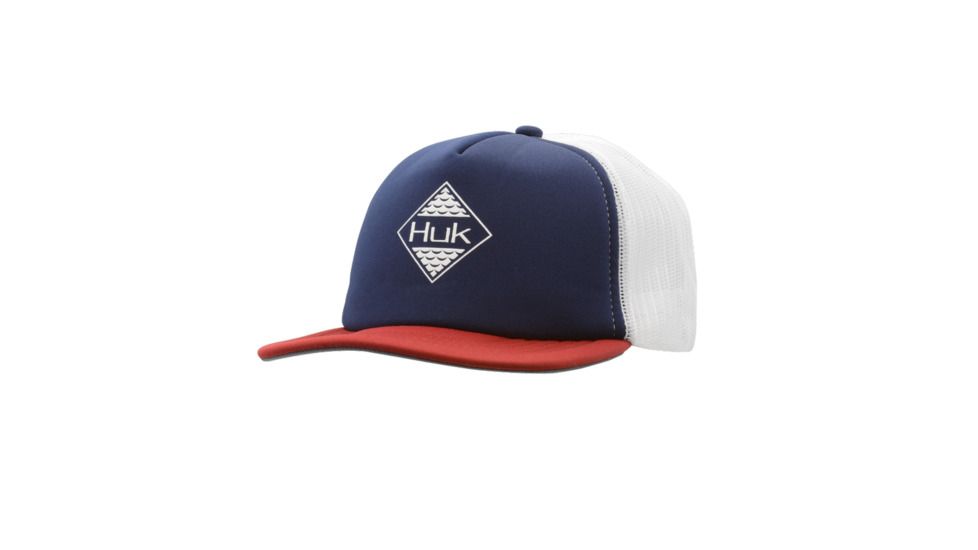 HUK Performance Fishing Ripple Foam Flats Trucker Headwear, Cap - Mens, Navy, 1, H3000199-410-1