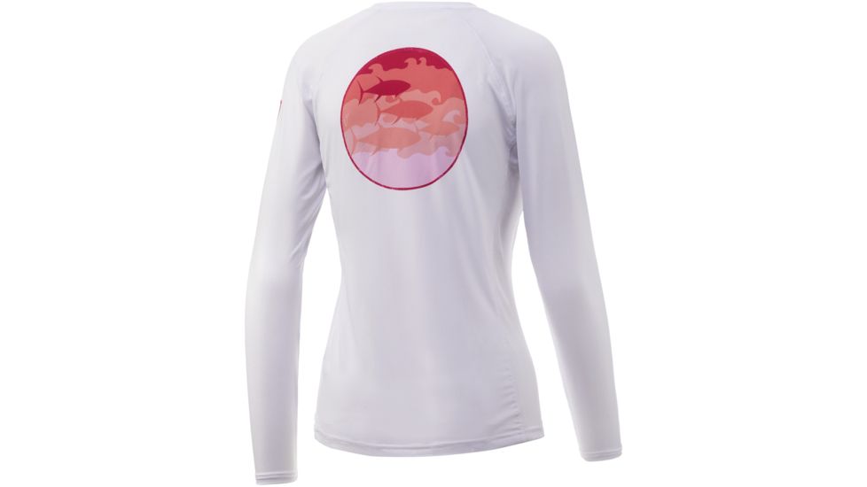 USED HUK Performance Fishing Schooled Pursuit Graphic T-Shirt - Women's, White, Small, H6120023-100-S, EDEMO1
