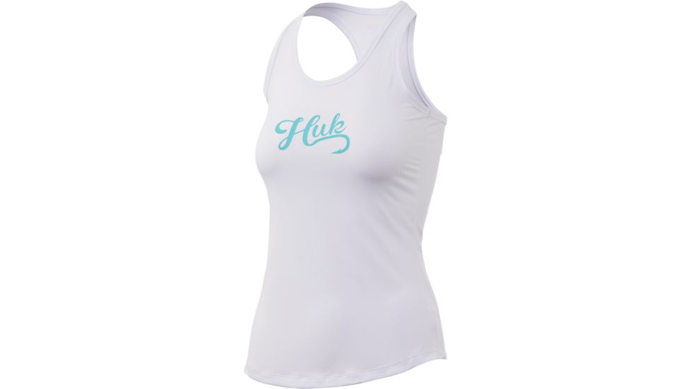 HUK Performance Fishing Script Pursuit Racer Tank - Womens, White, Extra Small, H6120029-100-XS
