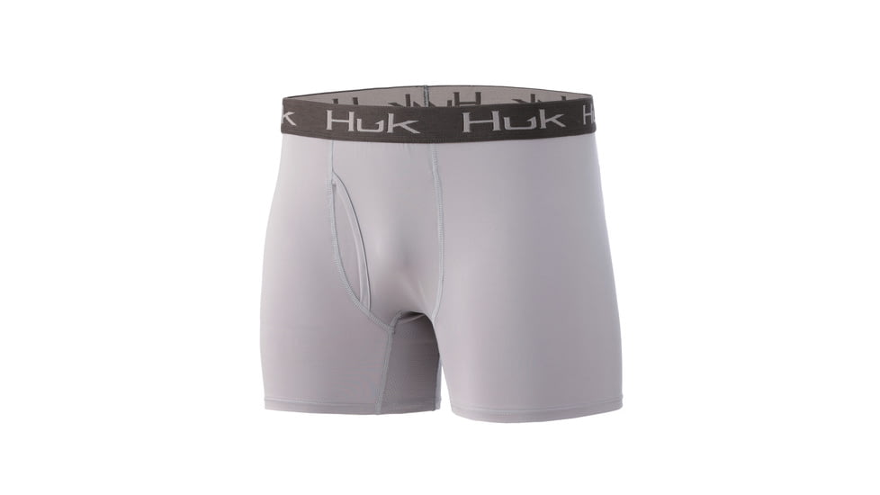 HUK Performance Fishing Solid Boxer Brief - Men's, Overcast Grey, Medium, H5000037-032-M