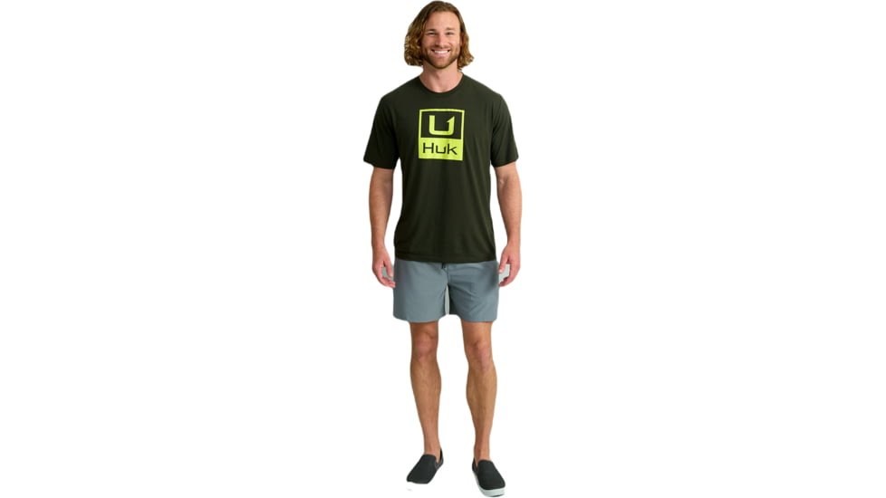 HUK Performance Fishing Stacked Logo Tee - Mens, Cypress Landing, Medium, H1000427-377-M