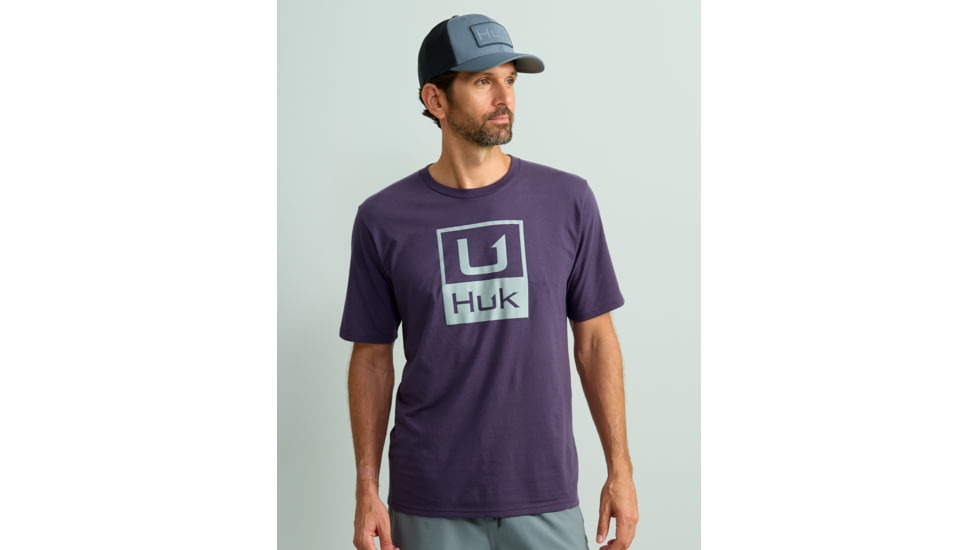 HUK Performance Fishing Stacked Logo Tee - Mens, Mysterioso, 2XL, H1000427-508-XXL
