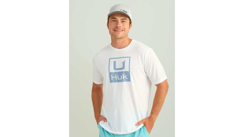 HUK Performance Fishing Stacked Logo Tee - Mens, White2, Medium, H1000427-101-M