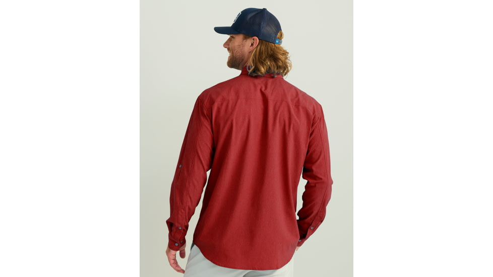 HUK Performance Fishing Tide Point Break Long Sleeve Chambray Shirt - Mens, Scarlet Blaze, Extra Large, H1500166-621-XL