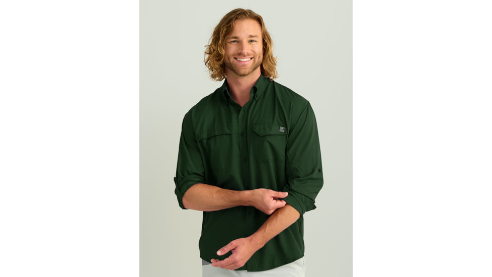 HUK Performance Fishing Tide Point Long Sleeve Shirt - Mens, Cypress Landing, 2XL, H1500172-377-XXL