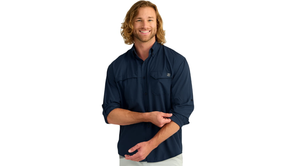 HUK Performance Fishing Tide Point Long Sleeve Shirt - Mens, Naval Academy, Small, H1500172-413-S