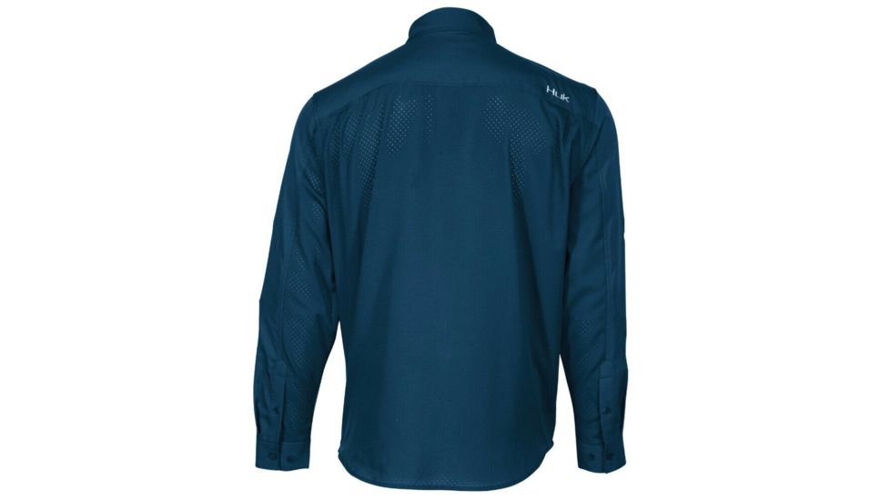 HUK Performance Fishing Tide Point Woven Solid LS Tops, Long Sleeve - Men's, Dark Blue, Small, H1500042-401-S