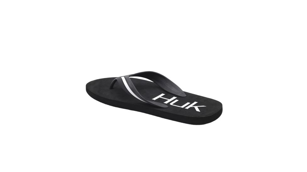 HUK Performance Fishing W Flipster Sandals, Flip Flops - Womens, Black/White, 10, H8633100-001-10