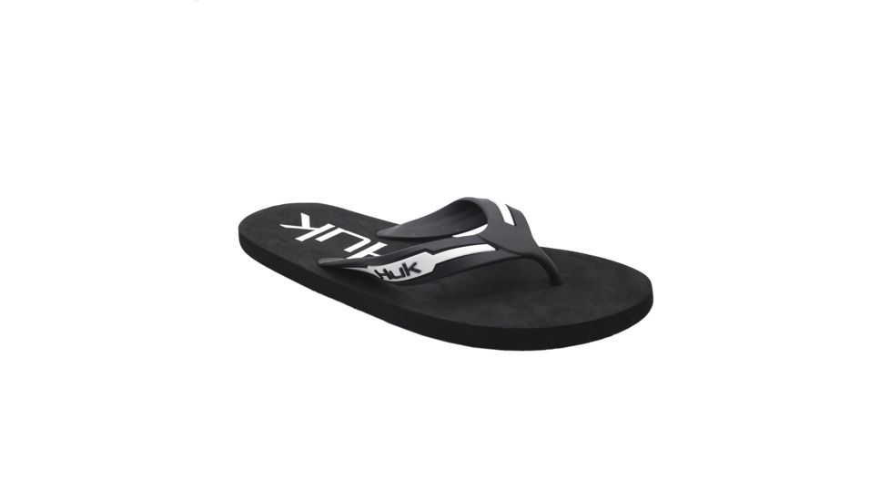 HUK Performance Fishing W Flipster Sandals, Flip Flops - Womens, Black/White, 10, H8633100-001-10