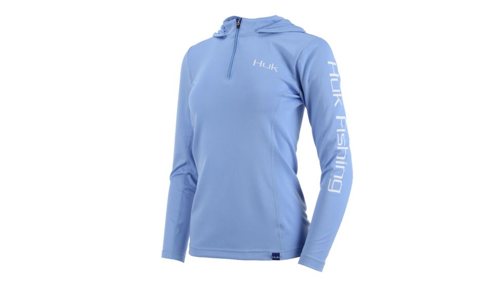 HUK Performance Fishing W Icon Hoodie, Pullover - Womens, Carolina Blue, Extra Large, H6120019-420-XL