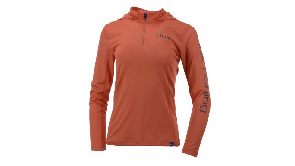 HUK Performance Fishing W Icon Hoodie, Pullover - Womens, Coral, Extra Small, H6120019-630-XS