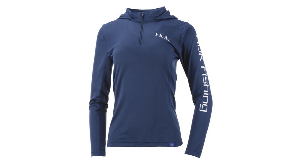 HUK Performance Fishing W Icon Hoodie, Pullover - Womens, Dark Blue, Large, H6120019-401-L