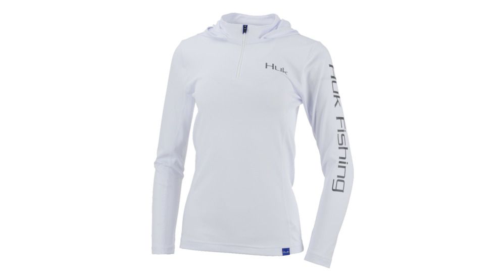 HUK Performance Fishing W Icon Hoodie, Pullover - Womens, White, Large, H6120019-100-L