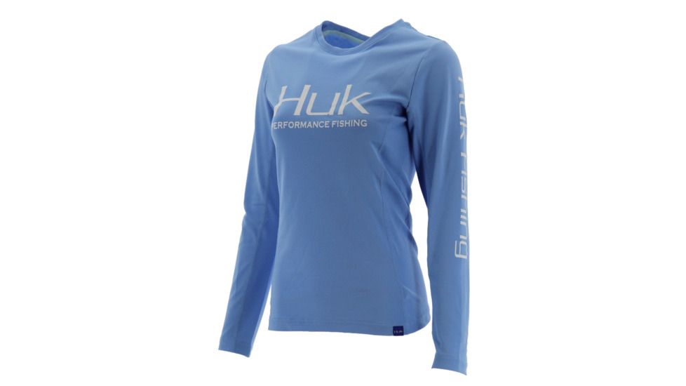 HUK Performance Fishing W Icon LS Tops, Long Sleeve - Womens, Carolina Blue, Small, H6120018-420-S