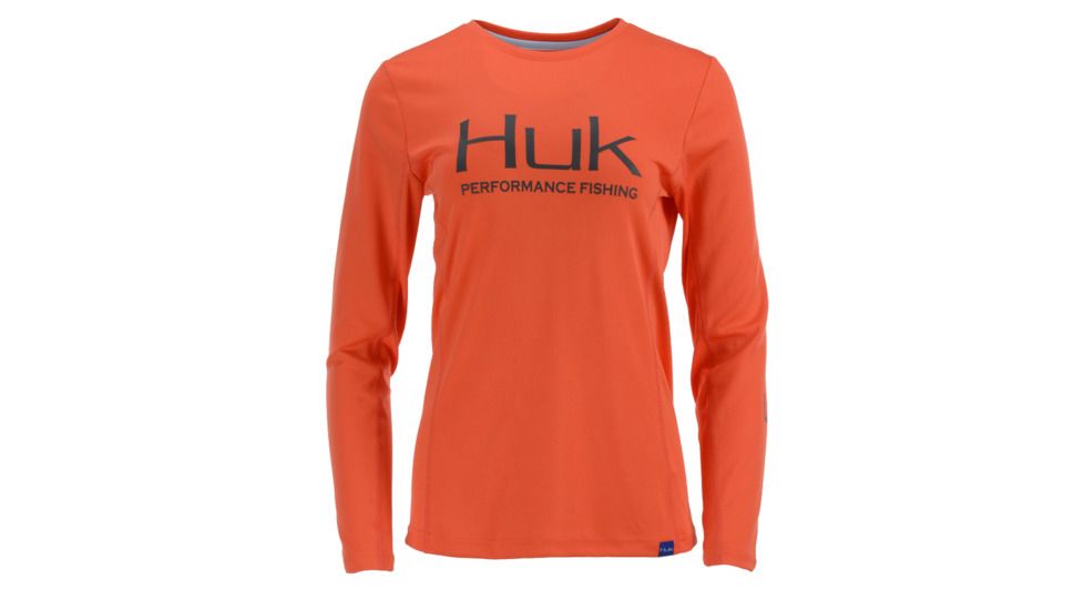 HUK Performance Fishing W Icon LS Tops, Long Sleeve - Womens, Coral, Large, H6120018-630-L