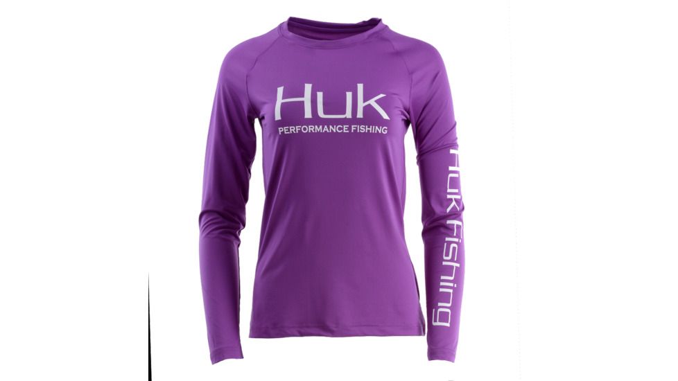 HUK Performance Fishing W Pursuit Vented LS Tops, Long Sleeve - Womens, Dahlia, Extra Small, H6120022-510-XS