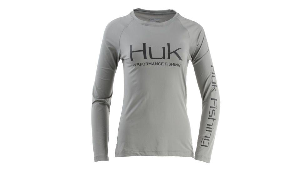 HUK Performance Fishing W Pursuit Vented LS Tops, Long Sleeve - Womens, Grey, Large, H6120022-020-L