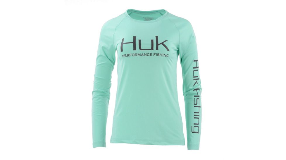 HUK Performance Fishing W Pursuit Vented LS Tops, Long Sleeve - Womens, Julep, Small, H6120022-340-S